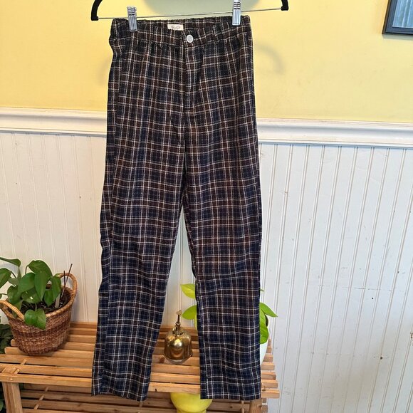 Brandy Melville Pants - John Galt Brandy Melville California Soft Plaid stretch waist button closure pan